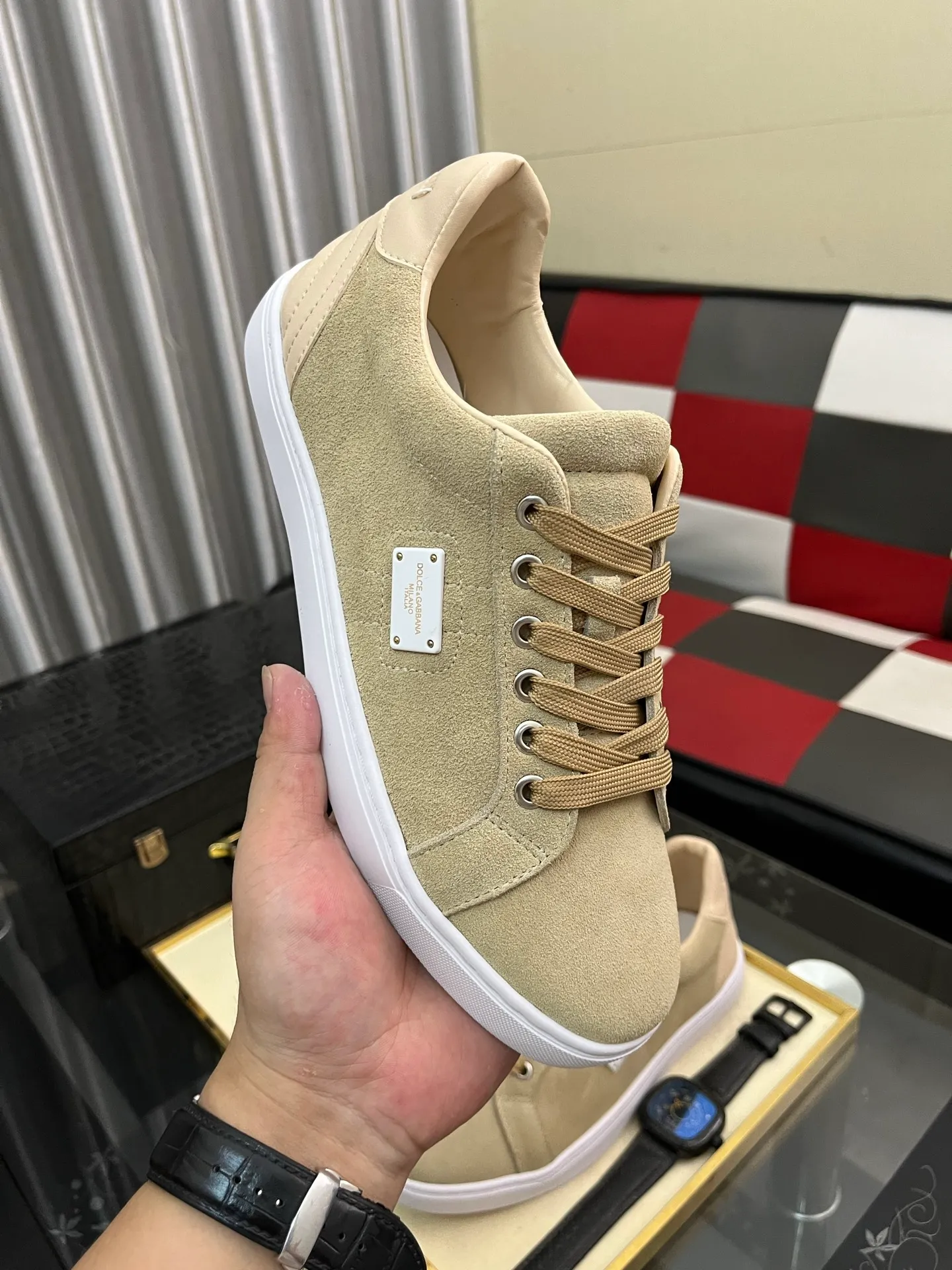 Men's shoes 💰400⌚️⌚️New DG Dolce & Gabbana high-end couple's sports and casual shoes, imported cowhide, multiple material splicing design➕Imported cowhide lining, cowhide foot pads➕Original TPR elastic outsole. Size: 38-46